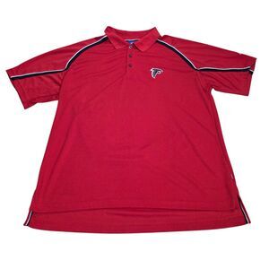 VTG Atlanta Falcons NFL Reebok Polo Shirt Red Men's XL Embroidered PlayDry Logo